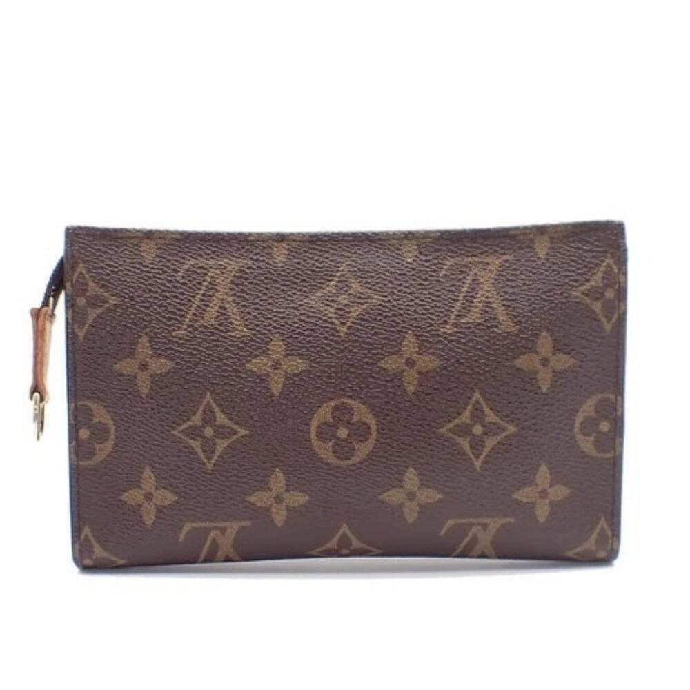 LOUIS VUITTON Logo BUCKET PM Pouch Bag Monogram Leather Brown France 60KB735 - Picture 3 of 14